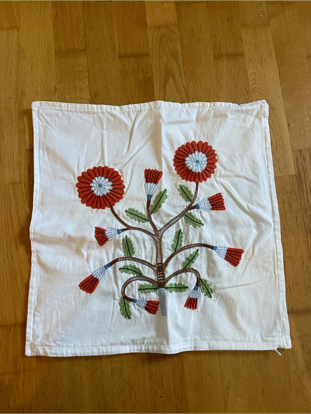 IKEA 20x20” cushion cover embroidered floral